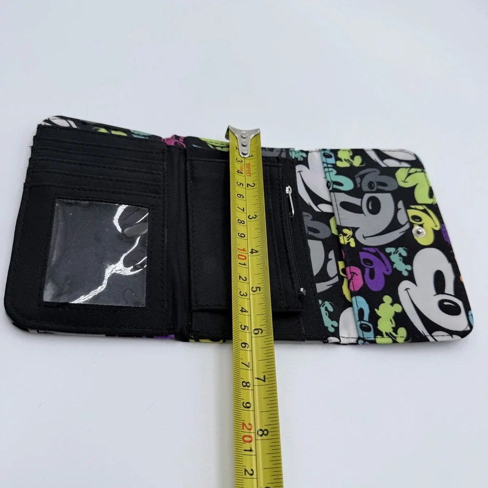 Disney‎ Parks Mickey Mouse Pop Art Trifold Wallet Black Multi Color Polyester
